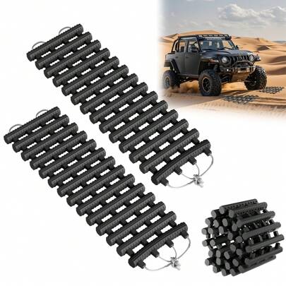 VA-Cerulean Set Of 2 Car Starting Aids 60 X 21 Cm 80 X 21 Cm 100 X 21 Cm Traction Aid Heavy-Duty Rubber Starting Aid Set Traction Mat With Carrying Bag Black Mobile Home Sand Plates For Vehicle Car Winter