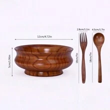 1 Set Includes 1 Bowl + 1 Pair Of Chopsticks + 1 Spoon, Inner Mongolian Wooden Bowl, Style Buttered Tea Bowl, Vintage Creative Design