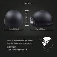 CHCYCLE Mũ bảo hiểm nửa đầu xe máy, Mũ bảo hiểm xe máy cổ điển kiểu Đức dành cho nam nữ, Mũ bảo hiểm cho người lớn đi xe tay ga ATV có kính bảo hộ - Màu đen mờ - Xem 3