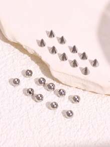 1set 20pcs 3mm Stainless Steel Geometric Ball Fake Piercing Stud Set Fake Nose Ring Stud Sticker Pack Fake Eyebrow Lip Piercing Non Piercied Body Jewelry