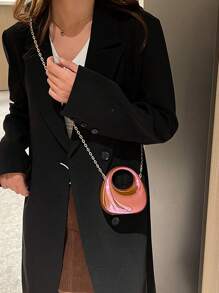 Acrylic Mirror Moon Box Mini Handbag, Candy Color Crescent Moon Bag, Fashionable Versatile Chain Shoulder/Crossbody Bag, Lipstick Pouch, Earphone Case, Valentine's Day Gift