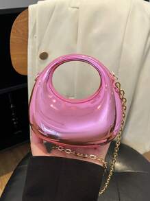Acrylic Mirror Moon Box Mini Handbag, Candy Color Crescent Moon Bag, Fashionable Versatile Chain Shoulder/Crossbody Bag, Lipstick Pouch, Earphone Case, Valentine's Day Gift