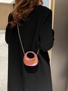 Acrylic Mirror Moon Box Mini Handbag, Candy Color Crescent Moon Bag, Fashionable Versatile Chain Shoulder/Crossbody Bag, Lipstick Pouch, Earphone Case, Valentine's Day Gift