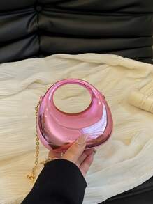 Acrylic Mirror Moon Box Mini Handbag, Candy Color Crescent Moon Bag, Fashionable Versatile Chain Shoulder/Crossbody Bag, Lipstick Pouch, Earphone Case, Valentine's Day Gift