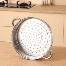 1pc Extra-Large Stainless Steel Double-Layer Steamer Set With Glass Lid - Thick, Integrated Design For Restaurant Use - Three Floors - View 5