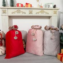 Large Christmas Gift Bags Drawstring Santa Claus Sack Treat Bags Velvet Bags Duty Candies Wrapping Sack For Xmas Party Favor Present Storage Bag - Multicolor - View 2