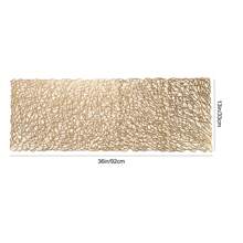 1 pieza Camino de mesa de rayas para vacaciones, individual de PVC resistente al calor con lámina de oro, almohadilla lavable para mesa de comedor de hotel/restaurante - camino de mesa decorativo línea - Ver 5