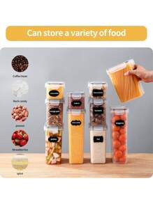 CFQNI 15pcs Airtight Food Storage Containers Set With Lids - Perfect For Kitchen Pantry Organization And Storage Of Cereal, Rice, Pasta, Tea, Nuts, And Coffee Beans - Dishwasher  With Labels And Marker Included - Đen và trắng - Xem 3