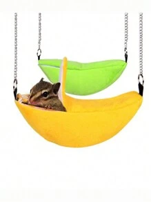 1pc Hammock Hanging Cage For Hamster, Winter Warmth - Yellow - View 1