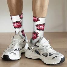 1 par de calcetines locos de estilo retro Harajuku hip hop novedoso y casual con estampado de '1' feliz y divertido