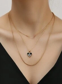 1 件女式心形吊坠项链，适合日常休闲和派对佩戴 - 金色 - 查看 4