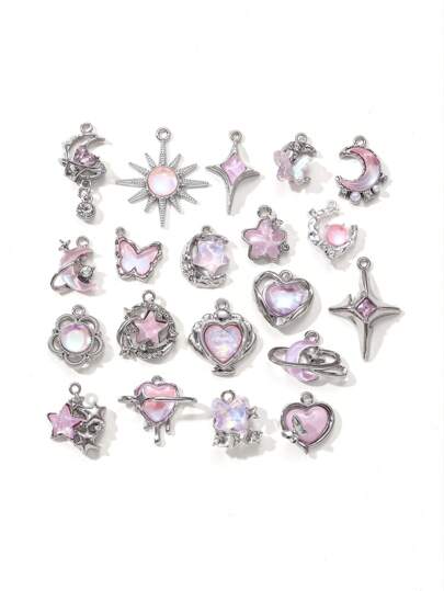 10/20 piezas colgantes de esmalte con diseños aleatorios de mariposas, sol y luna de la serie Y2K para hacer collares, pulseras y joyería DIY