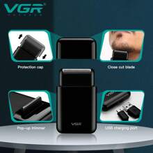 VGR Travel Portable Electric Shaver Mini Shaver For Men, V-390 Black With Box - Black - View 4