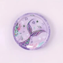 10 件紫色美人鱼生日派对装饰套装美人鱼派对用品包括盘子餐巾餐具套装适合夏季海底海洋公主生日派对装饰促销 - 彩色 - 查看 7