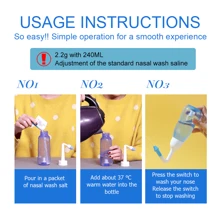 Nose Irrigation System-240ml 8oz Nose Wash Bottle Sinus Rinse With Nose Wash Salt Packets