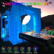 Portable Inflatable Photo Booth Enclosure (White, Two Doors, 8.2x8.2x8.2ft), Inflatable LED Photo Booth Tent With Air Blower, Photo Booth Backdrop For Wedding Event - White - View 2