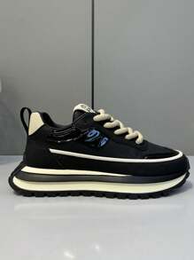 时尚纯色休闲运动鞋，百搭，时尚，防尘，防滑，舒适男鞋 - 黑色 - 查看 3