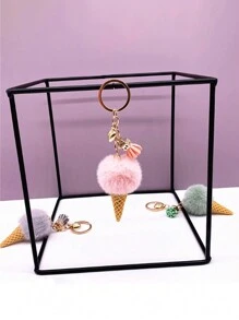 1pc Ice Cream Keychain Plush Pendant Keyring, Cute Zinc Alloy Bag Charm Accessory For Daily Use Car Accessories School Bag Accessories Lanyards With Id Holder Car Accessories Bag Charms - Multicolor - View 8