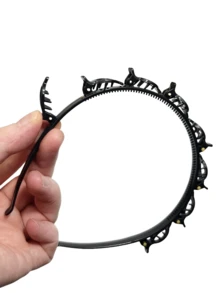 5 件装女士发夹 宽松洗脸 DIY 双层刘海和散落头发收纳器 发箍 发夹，网红最爱 - 黑色 - 查看 3