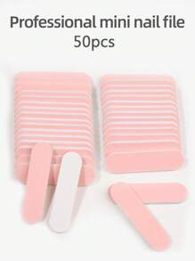 50 件装迷你粉色和白色小锉刀 240/240 粒度美甲磨条指甲抛光工具 - 粉色 - 查看 1