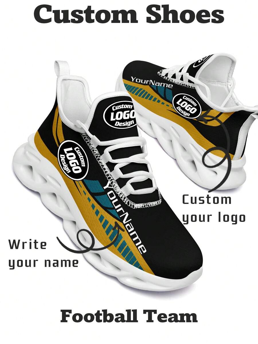 Baskets de football de Jacksonville pour hommes, avec logo personnalisé, nom personnalisé, légères, confortables, avec semelle souple. Chaussures de tennis respirantes pour la salle de sport. Cadeau unique pour maman/papa/elle/lui/petite amie/petit ami/épouse/mari/ami