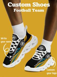 Baskets de football de Jacksonville pour hommes, avec logo personnalisé, nom personnalisé, légères, confortables, avec semelle souple. Chaussures de tennis respirantes pour la salle de sport. Cadeau unique pour maman/papa/elle/lui/petite amie/petit ami/épouse/mari/ami