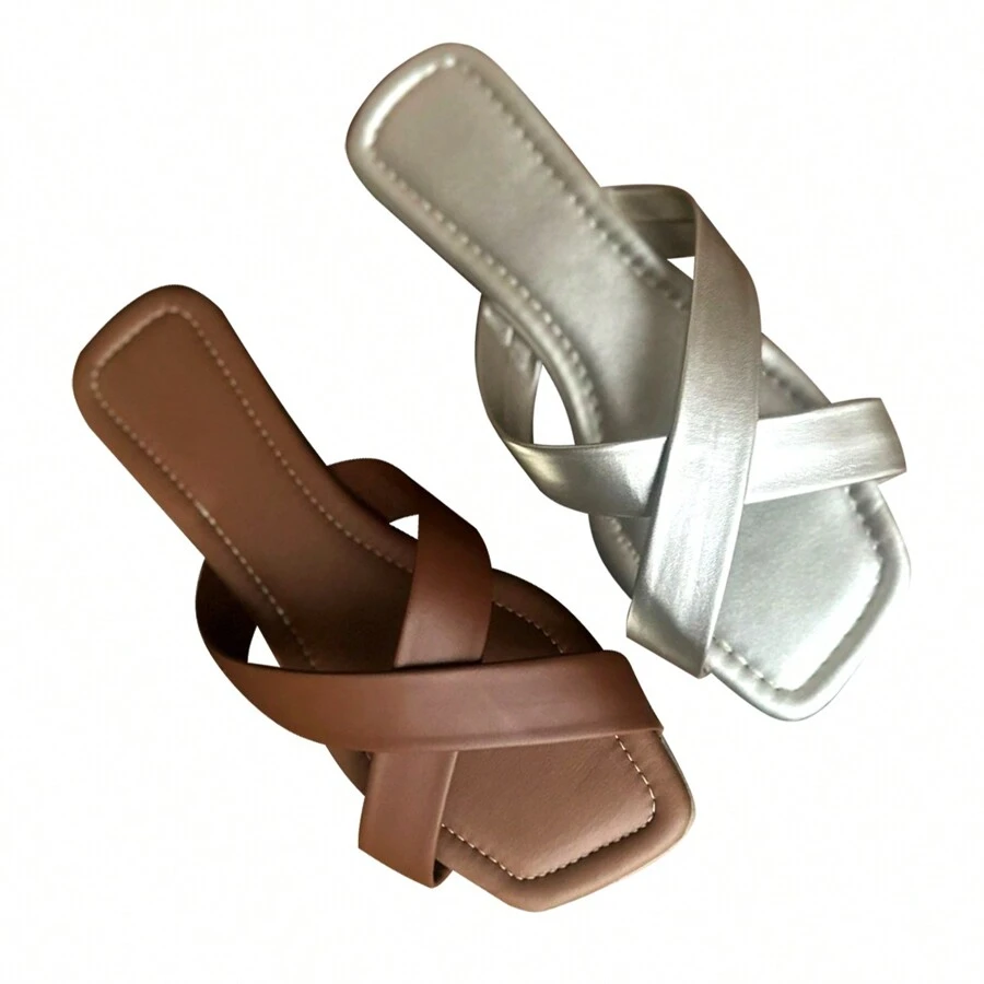 Kit 2 Pairs Women's Flat Sandals - Vàng caramen - Xem 1