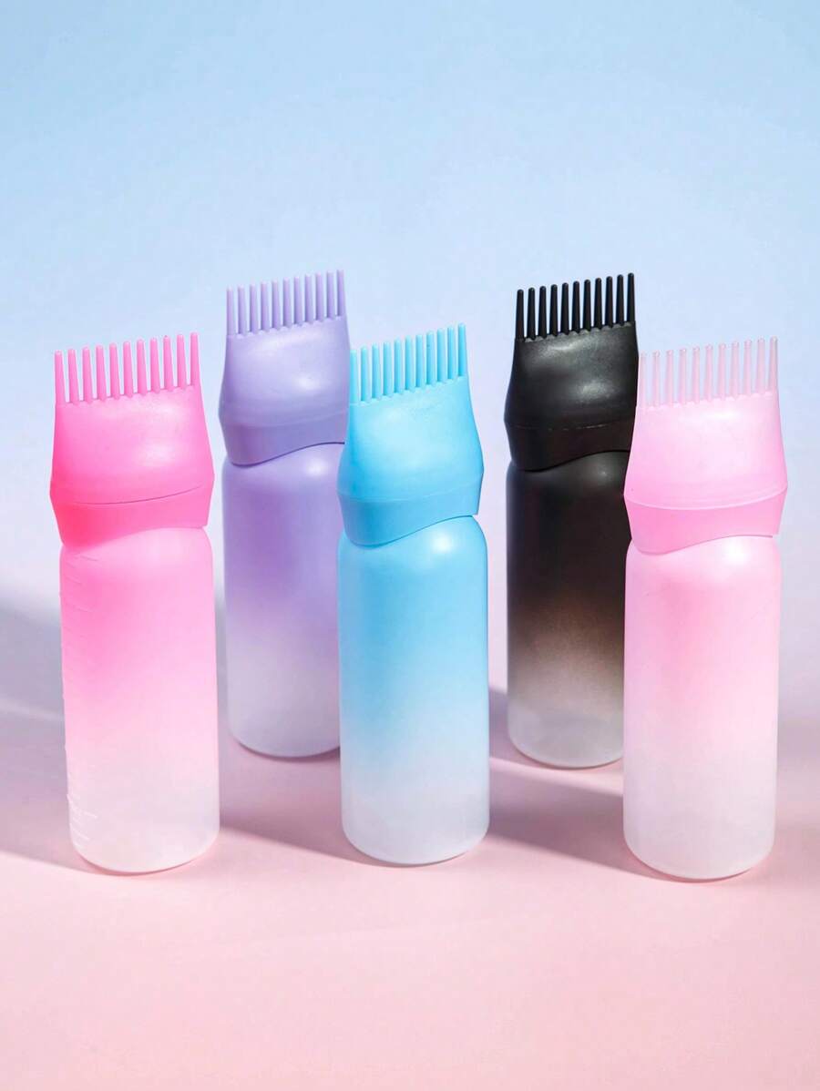 1 Piece Gradient Dye Bottle Applicator, 160ml, Hair Applicator, Hair Applicator, Hair Dye Applicator, Dye Applicator Comb, Shampoo Dye Brush, 6oz Bottle Applicator Tool, Hair Dye Oil Applicator, Bottle Applicator Brush With Graduated Scale For Essential Scalp Treatment - 彩色 - 查看 1
