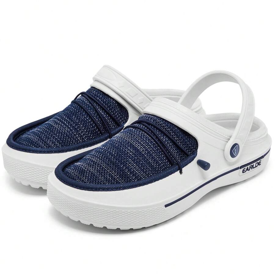 EARLDE Zuecos para hombre, zapatos de jardín, zuecos con soporte para el arco, zapatillas informales con cordones, sandalias ligeras sin cordones con parte superior transpirable