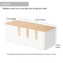 1pc Large Cable Management Box With Wooden Cable Cover, Includes 10pcs Ties And 2pcs Winders, Plastic 7-Hole And 4-Hole Adapter Plug Cable Concealer Box, Spacious Wire Organizer, Socket Protector Hidden Safely Under Desk Or Floor - Great For Home And Office, Gift For Friends, Boyfriend/Girlfriend, Mother's Day, Wedding