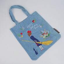 Denim Tote Bag,Black Cat Shopping Bag,Reusable Shoulder Bag,Handmade Fall Winter Bags