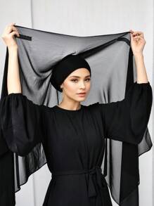 1 buc Set Hijab Musulman Casual pentru Femei, Eșarfă Subțire din Șifon cu Închizătoare Magnetică, Potrivit pentru Toate Sezoanele