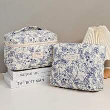 3Pcs Quilted Makeup Bag Set Floral Cosmetic Bag Aesthetic Toiletry Travel Organizer Bag Gift For Women Girls Storage Makeup Organizer Makeup Case Travel Bag For Suitcase Overnight Bag Gym Bag Duffle Bag Weekend Bag Duffel Bag For Luggage Carry On Bag College Bag Luggage Bags Weekender Bag Hospital Bag Holiday Winter Bag For School School Accessories School Stuff