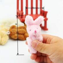 1 bucată de casă de păpuși cu ursuleț și iepure de pluș, model în miniatură, decor de mobilier, ursuleț umplut realist și jucărie de iepuraș, accesoriu foto dioramă micropeisaj