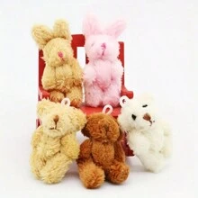 1 bucată de casă de păpuși cu ursuleț și iepure de pluș, model în miniatură, decor de mobilier, ursuleț umplut realist și jucărie de iepuraș, accesoriu foto dioramă micropeisaj