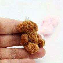 1 bucată de casă de păpuși cu ursuleț și iepure de pluș, model în miniatură, decor de mobilier, ursuleț umplut realist și jucărie de iepuraș, accesoriu foto dioramă micropeisaj
