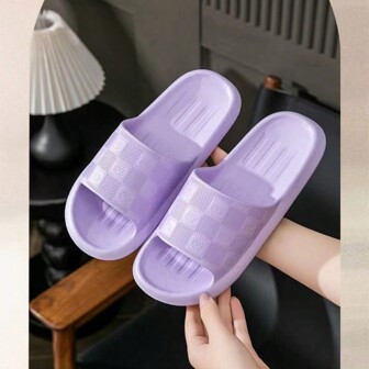 家庭居家拖鞋，女士防滑厚 EVA 鞋底情侣凉鞋