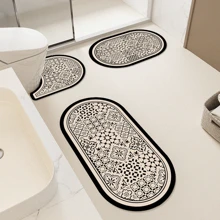 1/3 Juego de alfombras de baño vintage antideslizantes y absorbentes de silicona, con un grosor de 2,5 mm, diseño vintage, alfombra en forma de U para el inodoro, felpudo para el lavabo, decoración de piso de baño, alfombra de entrada, decoración de otoño, accesorios de baño, decoración de entrada para volver al colegio