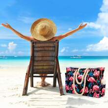 Beach Bag For Women, Large Waterproof Tote Bag With Zipper, Perfect For Beach, Swimming And Pool Activities (Random Pattern) - Multicolor - View 6