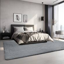 Treeboy Fluffy Area Rug Thick & Shaggy Carpet For Living Room & Bedroom Floor, Home Decor Anti-Slip Soft Carpet Floor Mat - Pure Light Grey - View 8