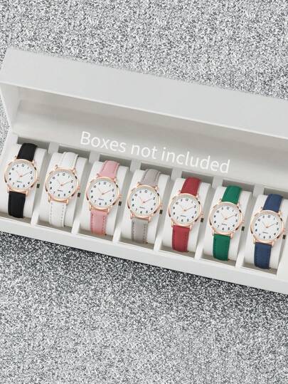 Set de 7 relojes de cuarzo casuales de mujer con correa y esfera digital