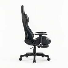 Gaming Chair With Footrest And Reclining Function, Ergonomic Office Chair With Neck And Hip Pads, Lie-Flat Sleeping Position, Max. Weight Capacity 130 Kg