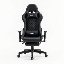 Gaming Chair With Footrest And Reclining Function, Ergonomic Office Chair With Neck And Hip Pads, Lie-Flat Sleeping Position, Max. Weight Capacity 130 Kg