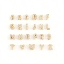 1件极简主义泡泡字母吊坠项链，不锈钢链，女士 - 金黃色 - 查看 4