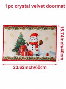 1 stuk 40*60cm kerstboom sneeuwpop patroon deurmat, vrolijke kerstdecoratie voor thuis, kerstversiering, kerstversiering voor binnen en buiten, kerstcadeau voor Kerstmis, gelukkig nieuwjaar 2025