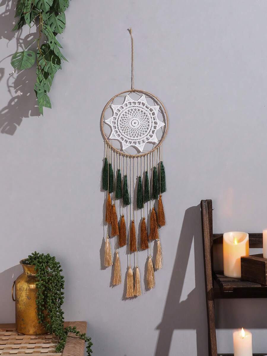 1 chiếc đồ trang trí treo tường dệt thủ công, kiểu Boho, có tua rua, dùng để trang trí nhà cửa, căn hộ, thích hợp làm quà tân gia, phòng tập yoga/thiền, không gian tâm linh, trang trí nhà cửa, trang trí phòng ngủ, quà sinh nhật/tốt nghiệp.