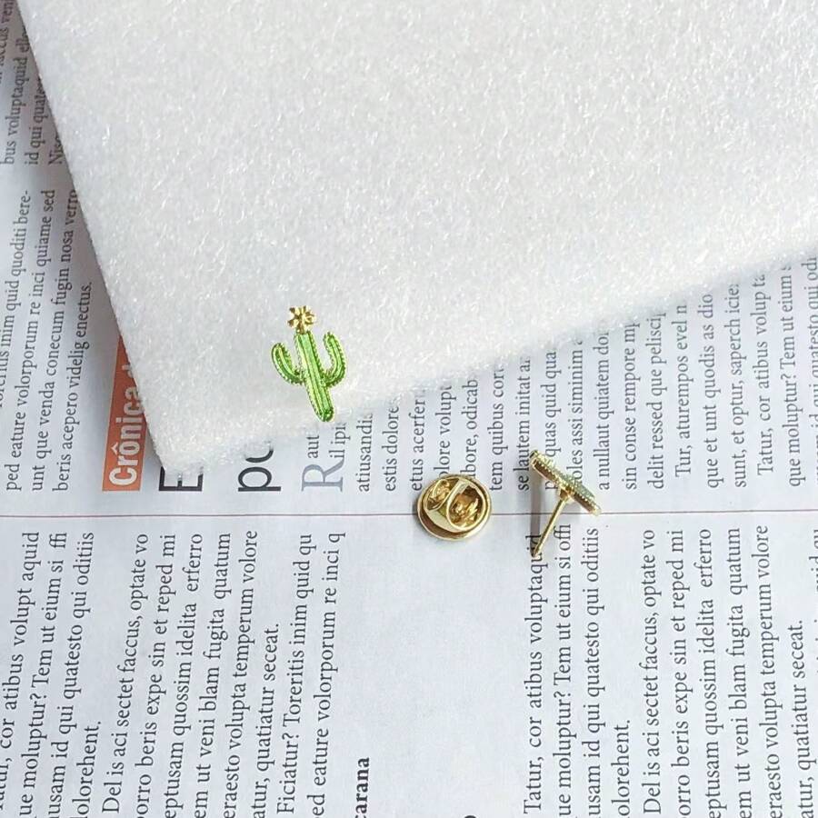 可爱创意仙人掌胸针，女士服装及包袋装饰，清新花卉设计 - 仙人掌胸針 - 查看 1