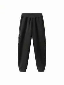 Balabala Kinder Fleece Jogginghose warme Sportliche Hose für Kleinkinder und Kinder für den Winter 2024 - Schwarz - Übersicht 4