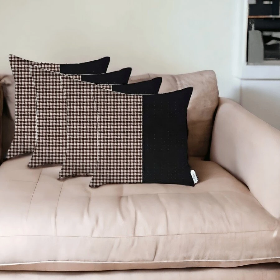 Set Of Four 18" Black Throw Pillow Cover