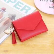 1/2/5pcs Personalized Heart-Shaped Tassel Wallet - Customized Text Women's Card Holder & ID Sleeve, Perfect Gift For Girlfriend - Multicolor - View 7